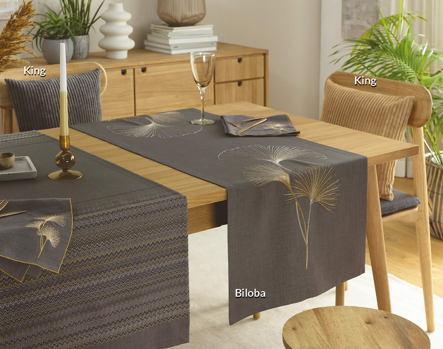 mit | von handgeführter table&home BILOBA Sander Tischwäsche Stickerei Sander Tischläufer