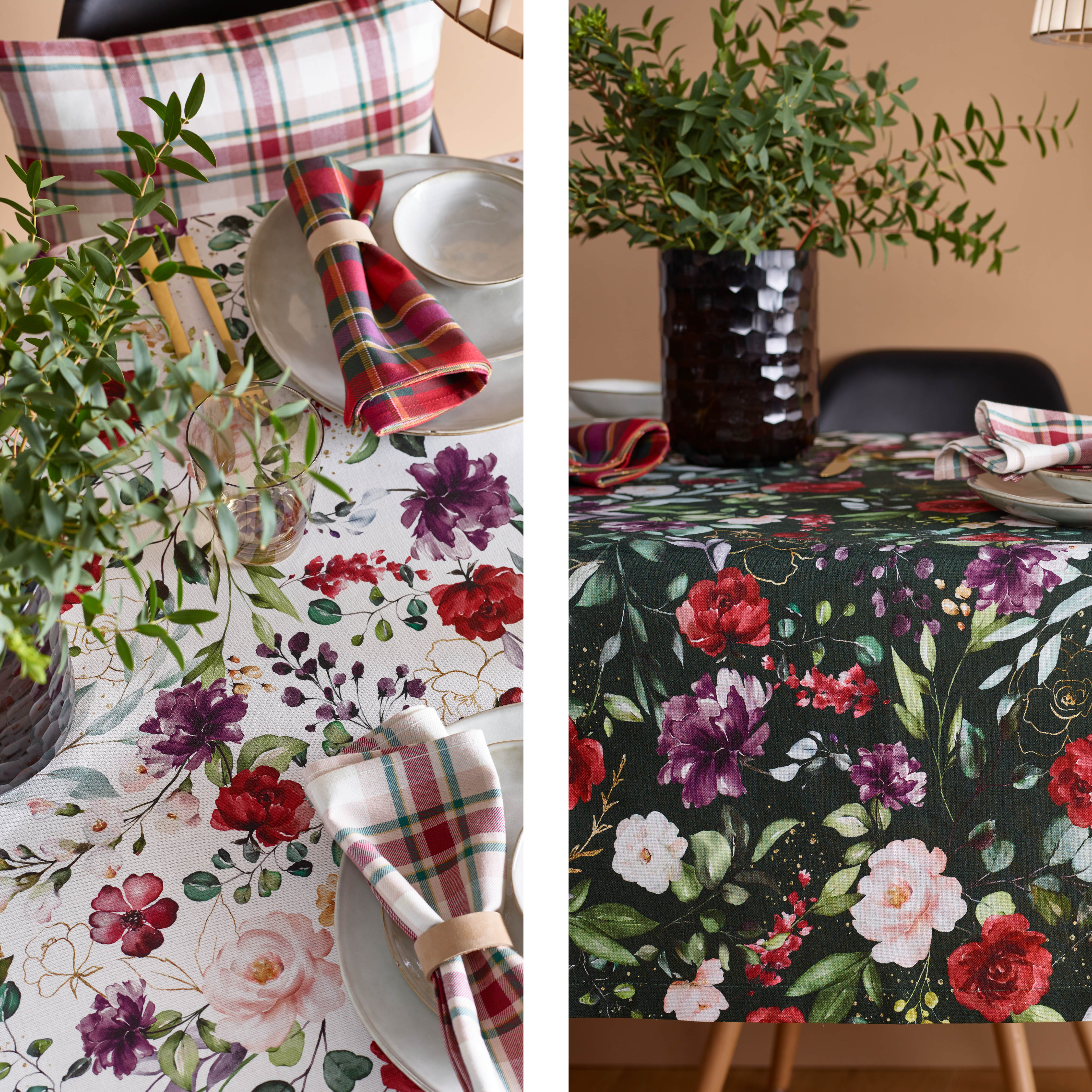 | Tischdecke Tischwäsche mit DEEP FLOWERS Blumen Sander