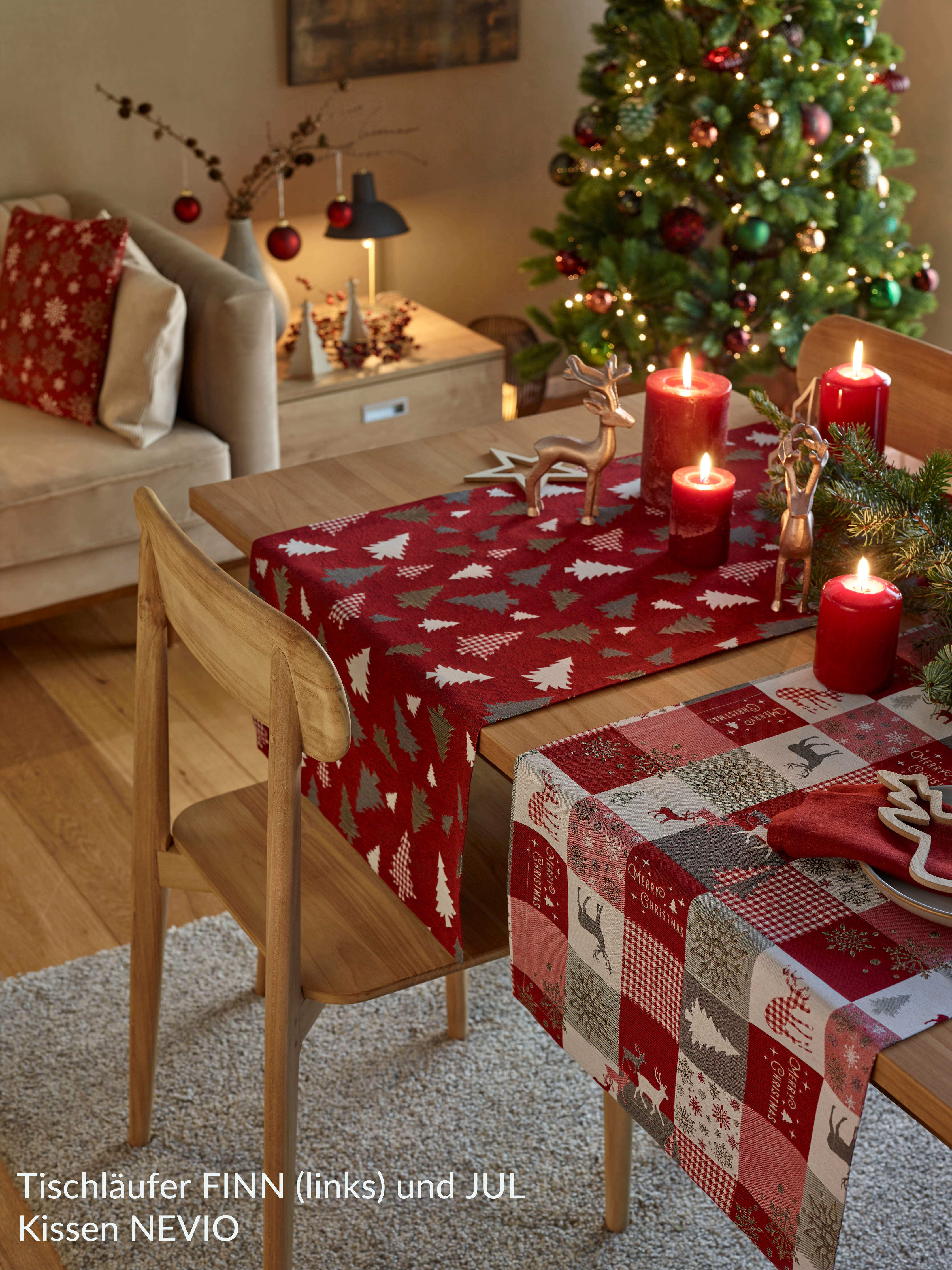 Weihnachten Tischdecken Tischläufer Servietten Oder Kissen 